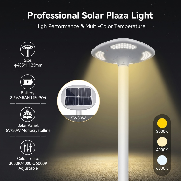 Outdoor Integrated LED Garden Light for Lawn, Patio, Yard, Sidewalk, Driveway ufo Solar Lights Solar Post Top Area Light