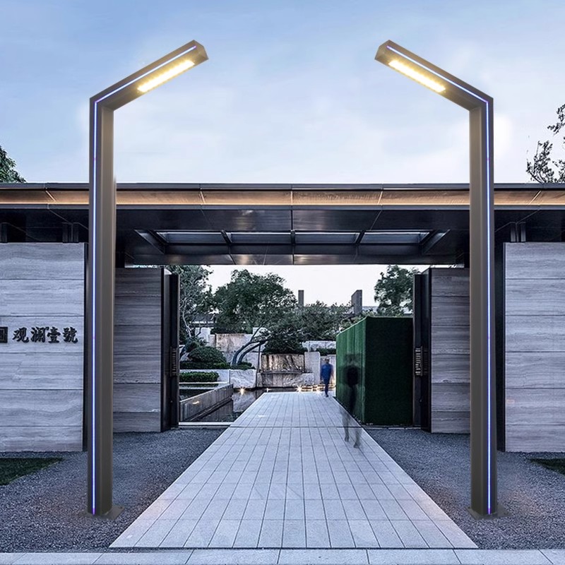LED Integrated Street Light Aluminum Profile Post Top Square Garden Lamp for Villa 2M/2.5M/3M/3.5M Outdoor Pole AC Power Supply LED Lights
