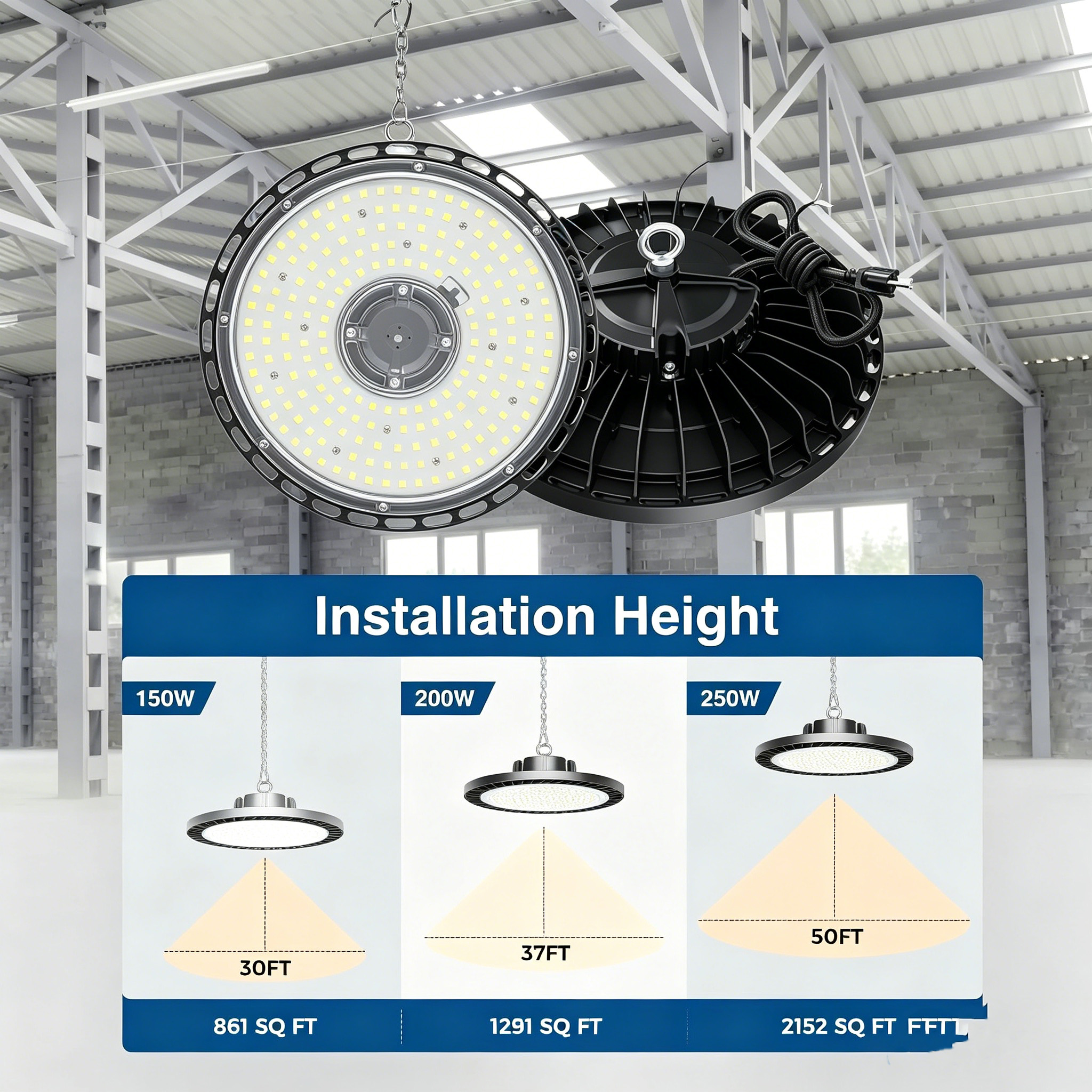High Quality Industrial Led High Bay Light 100W 150W 200W Led Work Shop Light Ip65 ufo Commercial Highbay Warehouse Lighting