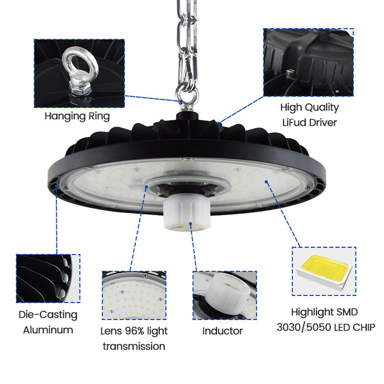 High Quality Industrial Led High Bay Light 100W 150W 200W Led Work Shop Light Ip65 ufo Commercial Highbay Warehouse Lighting