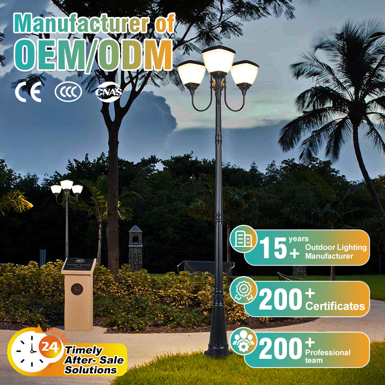Long Service Life Modern Outdoor Waterproof for Garden Lamp Park Public Post Top Lighting All in One Led Solar Garden Light