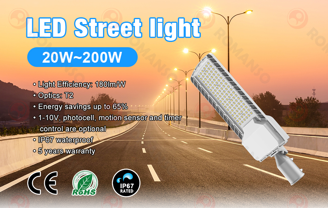 5 Years Warranty 6500k 180lm/w Waterproof IP67 IK10 50W LED Street Lights 150W Outdoor