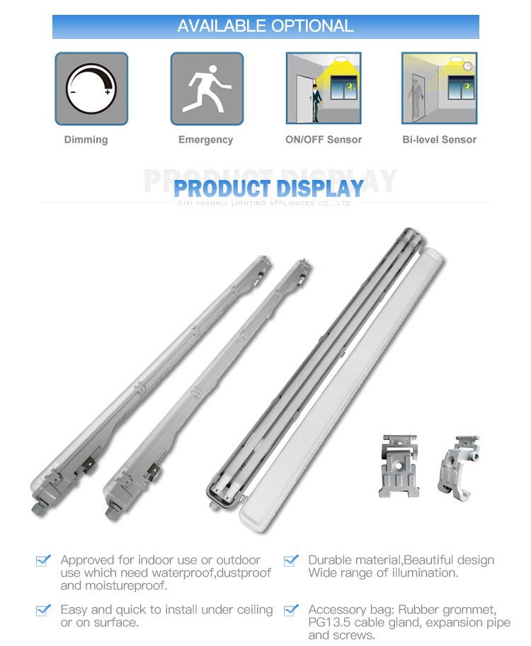 Parking Lot Double Led Tri-Proof Light Fluorescent Lamp