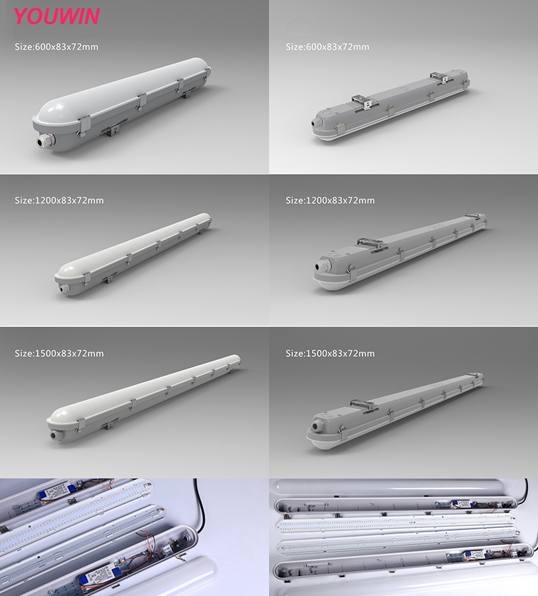 High Quality 1200mm 40W Waterproof Vapor Tight LED Tri-Proof Lights 40w Industrial Workshop Linear DALI Dim for Garages
