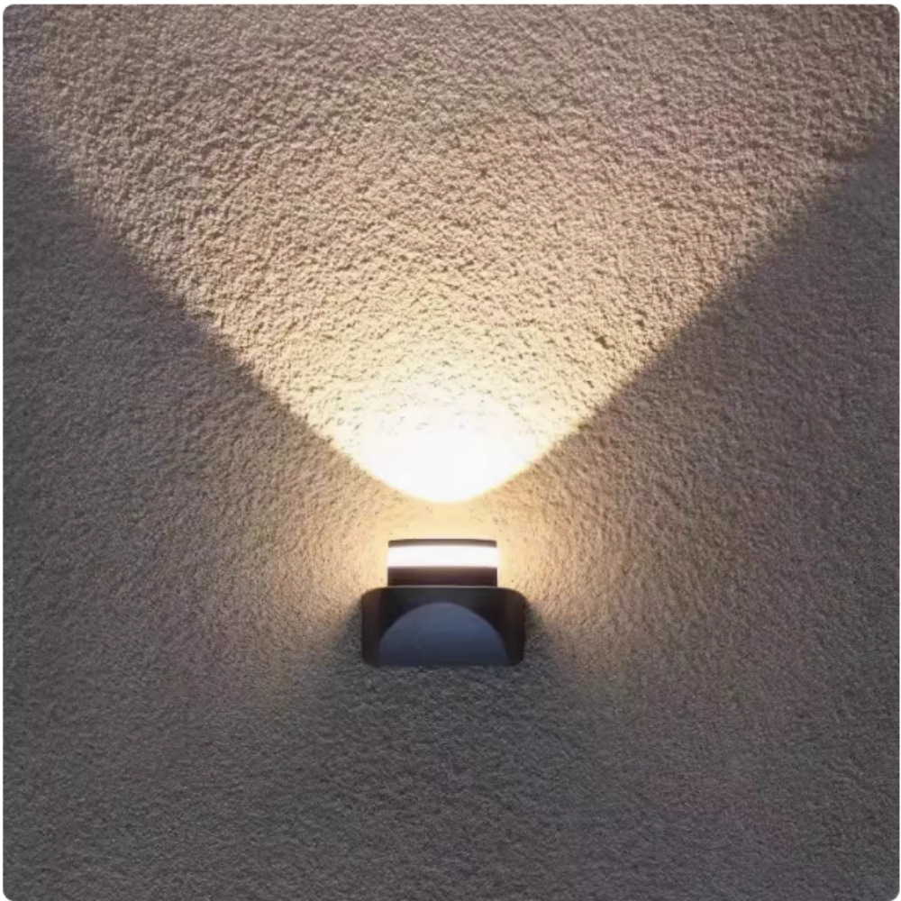 Powered Hotel LED Outdoor Wall 6W Double Head Square PC 3000K Exterior Wall Spotlights for Courtyard Fashion Simple Design