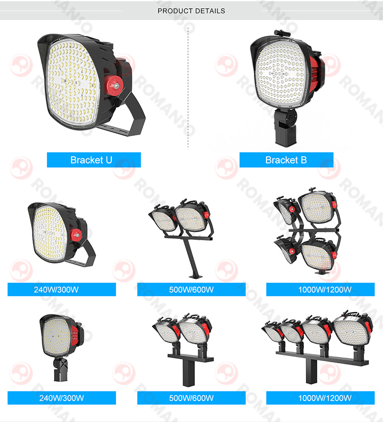 600W 800W 1000W High Mast LED Flood Lights for Outdoor Stadiums COB Chip with IP66 Rating