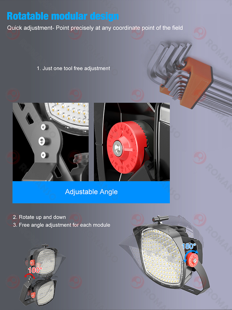 600W 800W 1000W High Mast LED Flood Lights for Outdoor Stadiums COB Chip with IP66 Rating