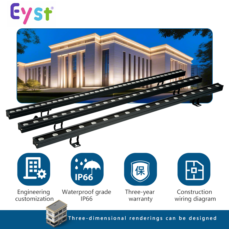 RGBW Mixed 36W DMX512 IP66 Waterproof Aluminum LED Wall Washers 6000K Daylight Dimmable 3-Year Warranty Ra80 Landscape Outdoor