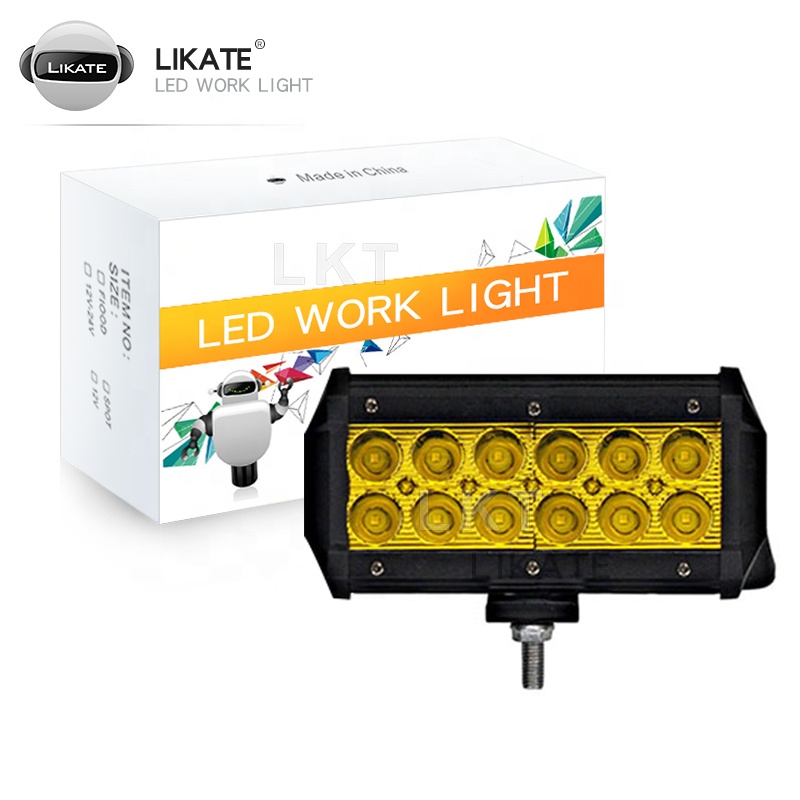 High Quality 12leds 7inch 36w 12 Led Work Light for Truck Car Atv Suv 12v 24v 6000lm Car Accessories Work Light