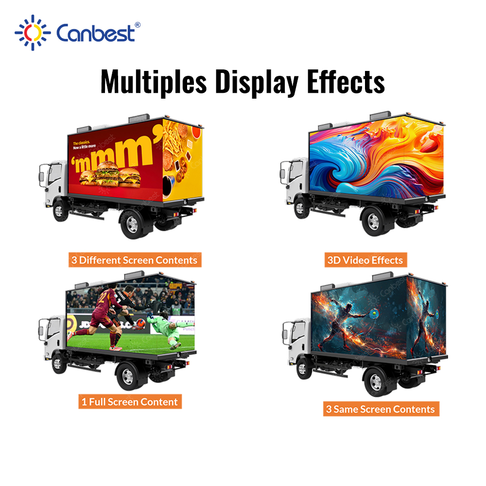 Canbest P4 P5 Outdoor Led Display Screen Truck Box 3D Digital Mobile Advertising Roadshow Stage Design On Pickup For Sale