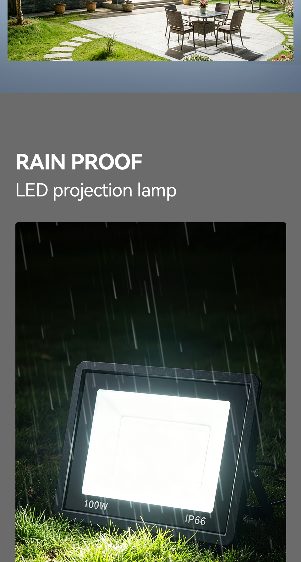 Aluminum LED Floodlight IP66 Waterproof Outdoor Lamp Garden Park Yard