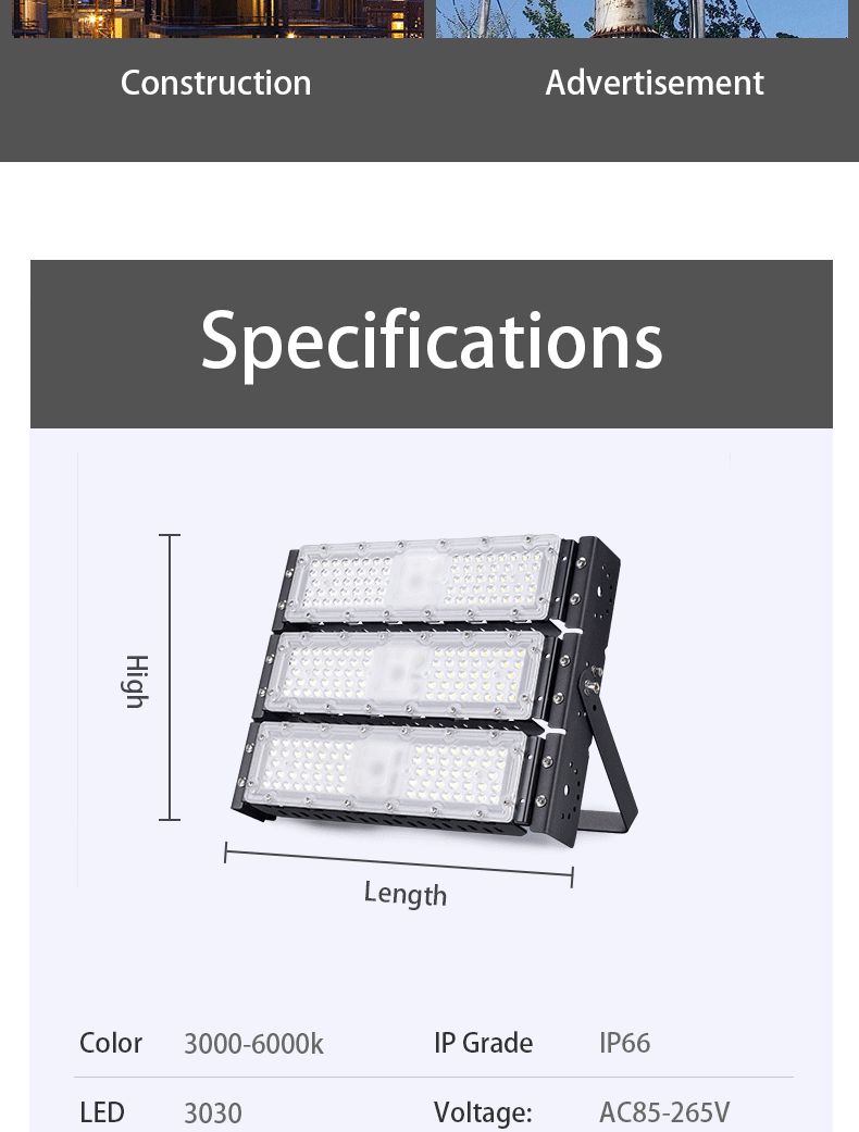 Outdoor Sport Projector with 600W-1000W LED Module