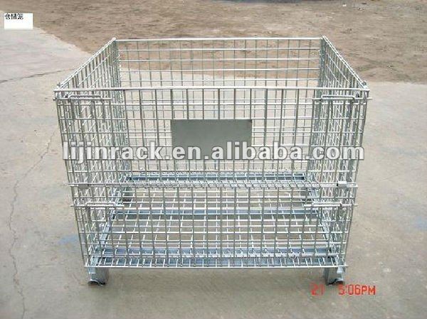 Hot Sale Anti-corrosion Wire Mesh Container Foldable Storage Cage with Wheels