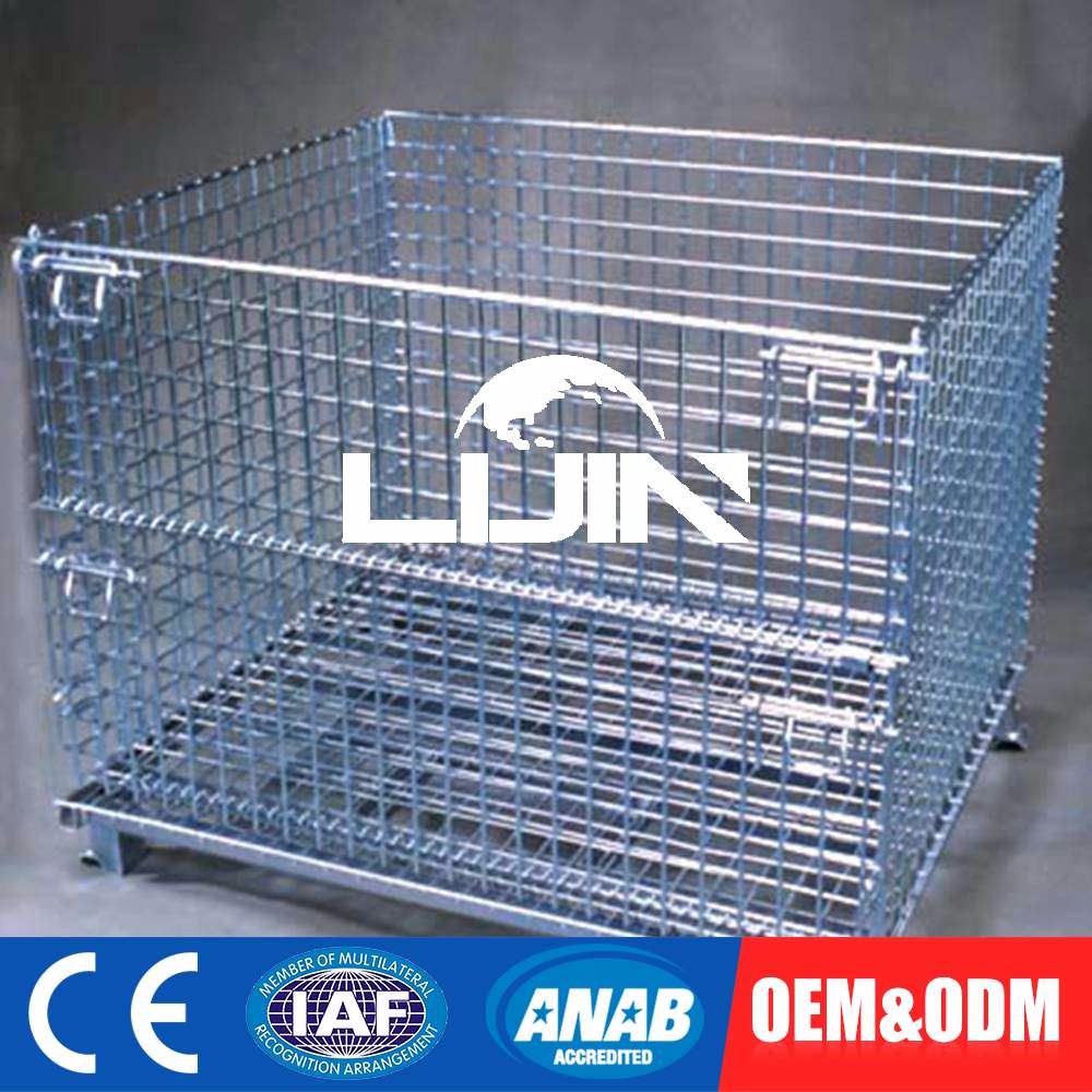 Tailored Collapsible Wire Container Tire Storage Folding Cage With Wheels