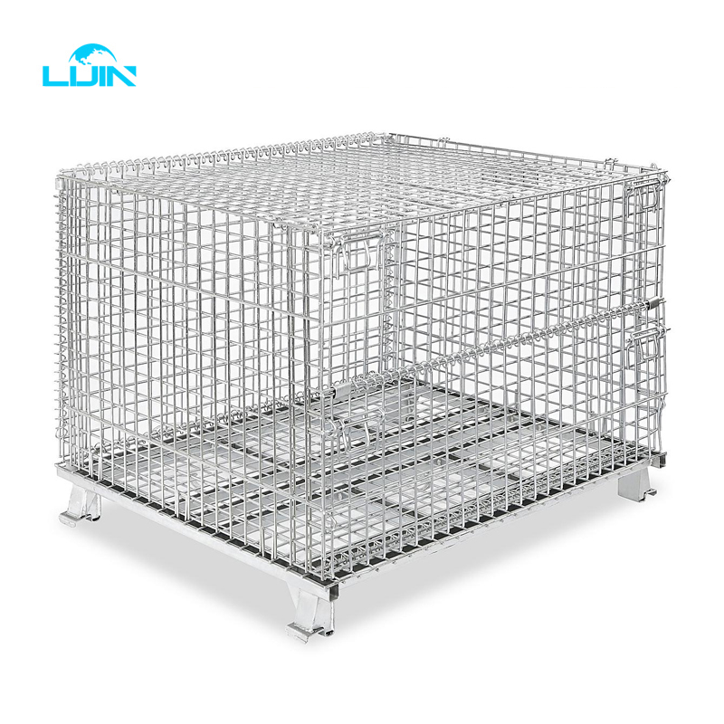 Heavy Duty Steel High Capacity Warehouse Mesh Box Wire Cage Metal Bin Storage Container