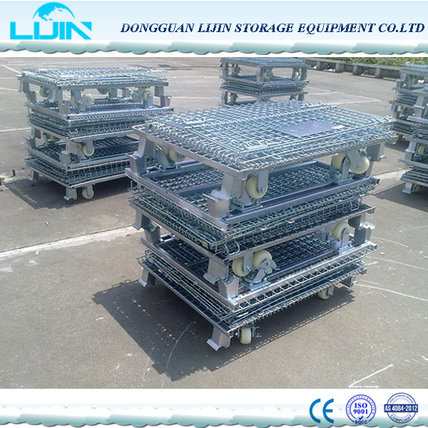 Folding Wire Mesh Roll  Palle Cage Container Warehouse Storage