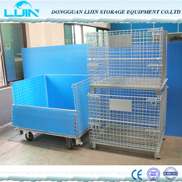 LIJIN Manufacture Factory Hot Sale Warehouse Galvanized Folding Wire Mesh Storage Cage Containers WM-LJ1121