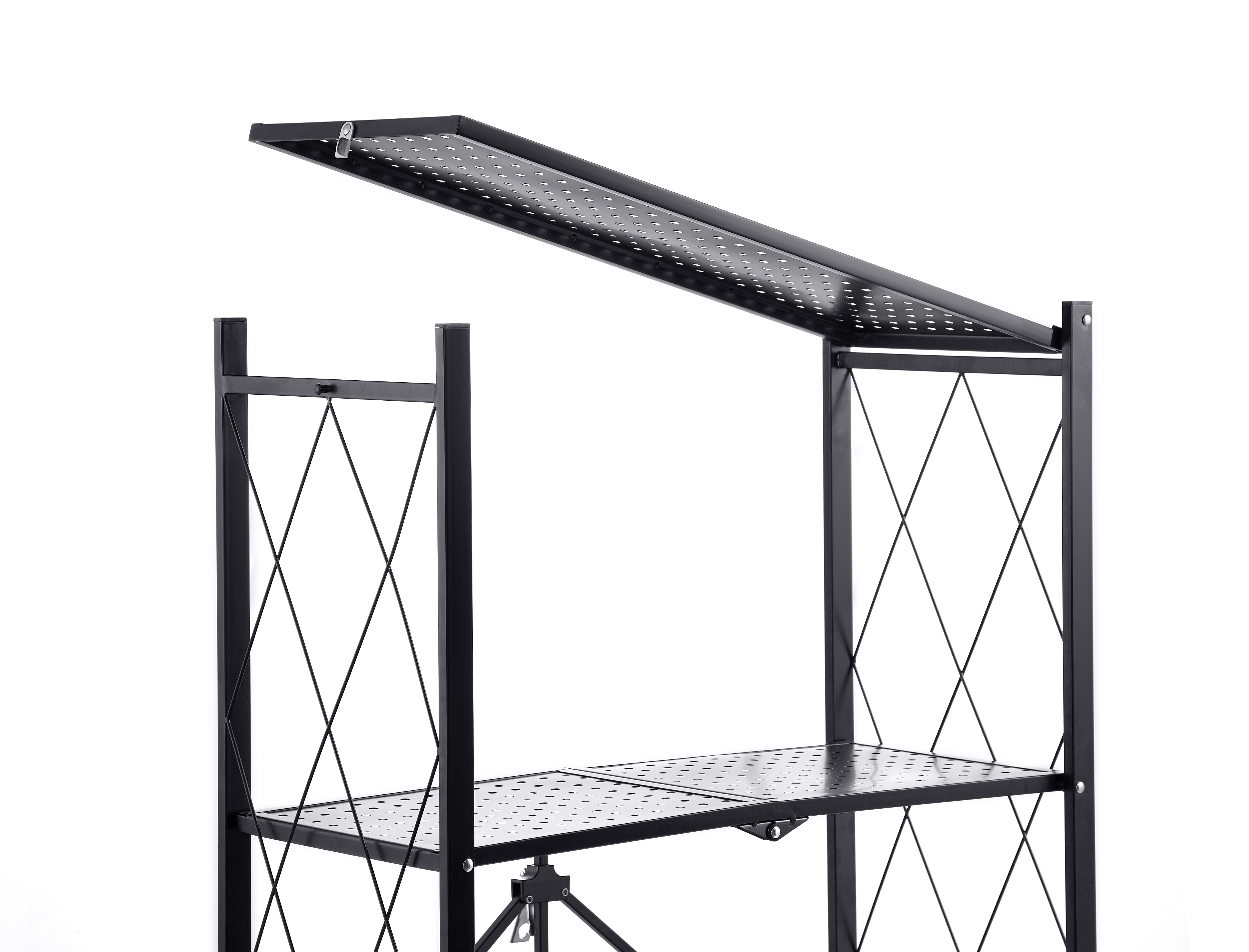 LIJIN 3 Tier Metal Durable General Purpose Multifunctional Foldable Collapsible Household Rolling Storage Rack