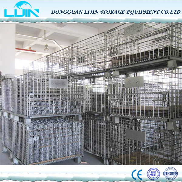 LIJIN Manufacture Factory Hot Sale Warehouse Galvanized Folding Wire Mesh Storage Cage Containers WM-LJ1121