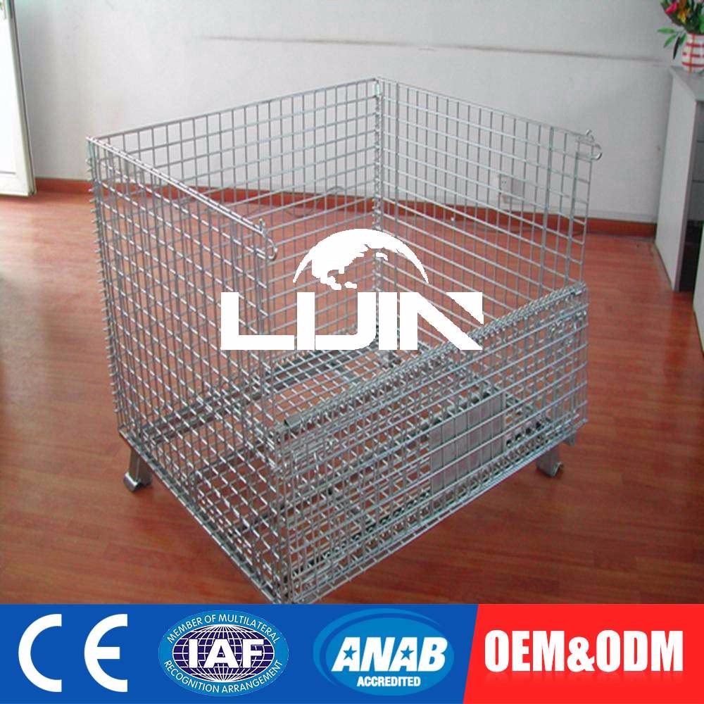 Tailored Collapsible Wire Container Tire Storage Folding Cage With Wheels