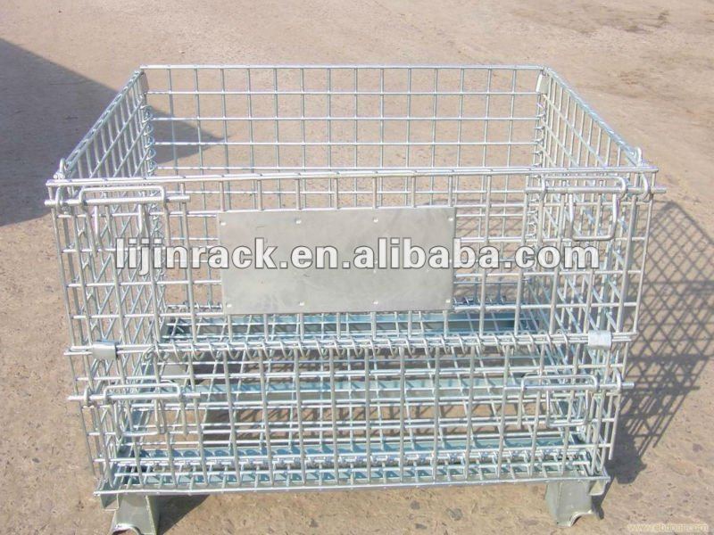 Hot Sale Anti-corrosion Wire Mesh Container Foldable Storage Cage with Wheels