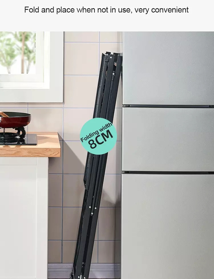 3 Tier Metal Durable General Purpose Multifunctional Foldable Collapsible Household Rolling Storage Rack