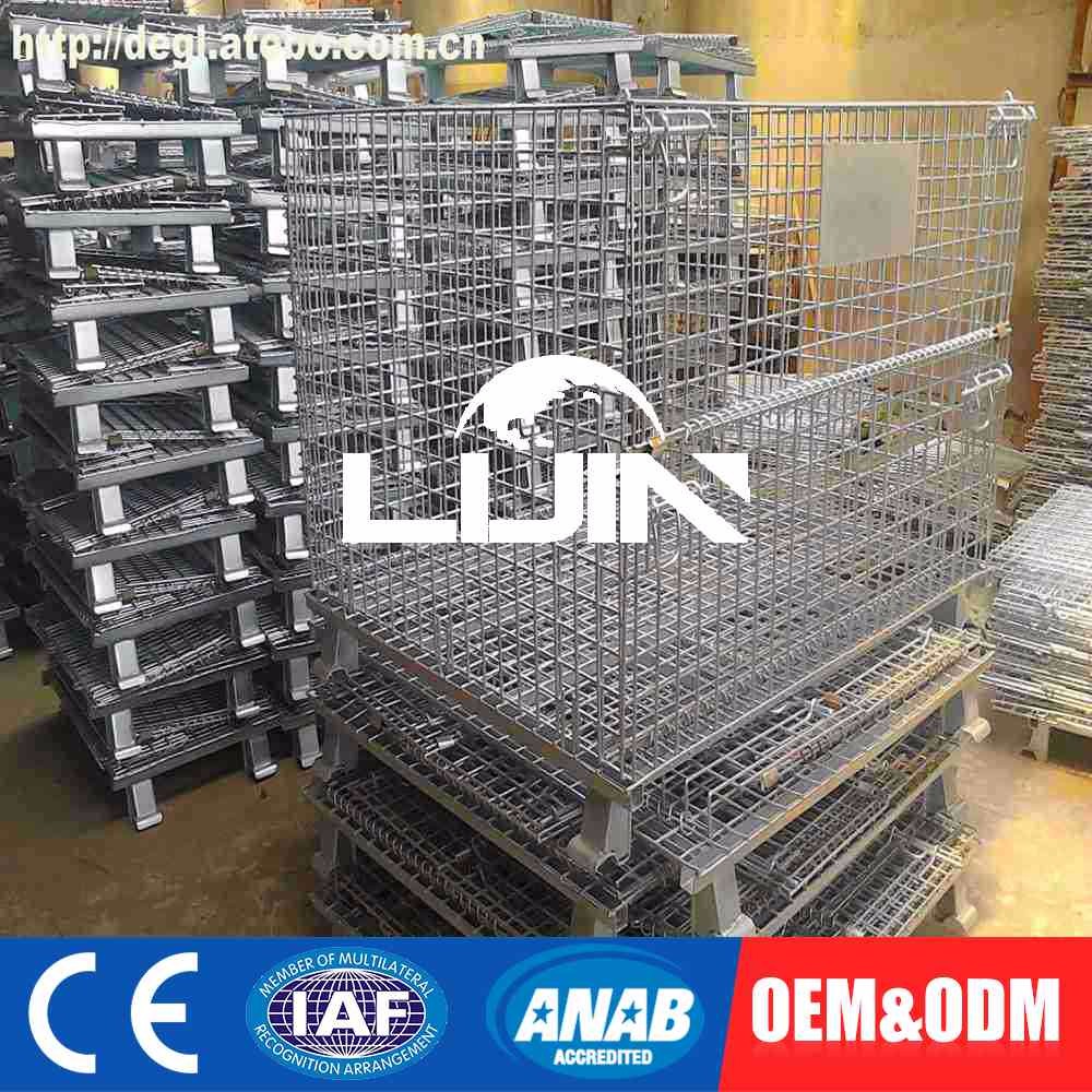 Tailored Collapsible Wire Container Tire Storage Folding Cage With Wheels