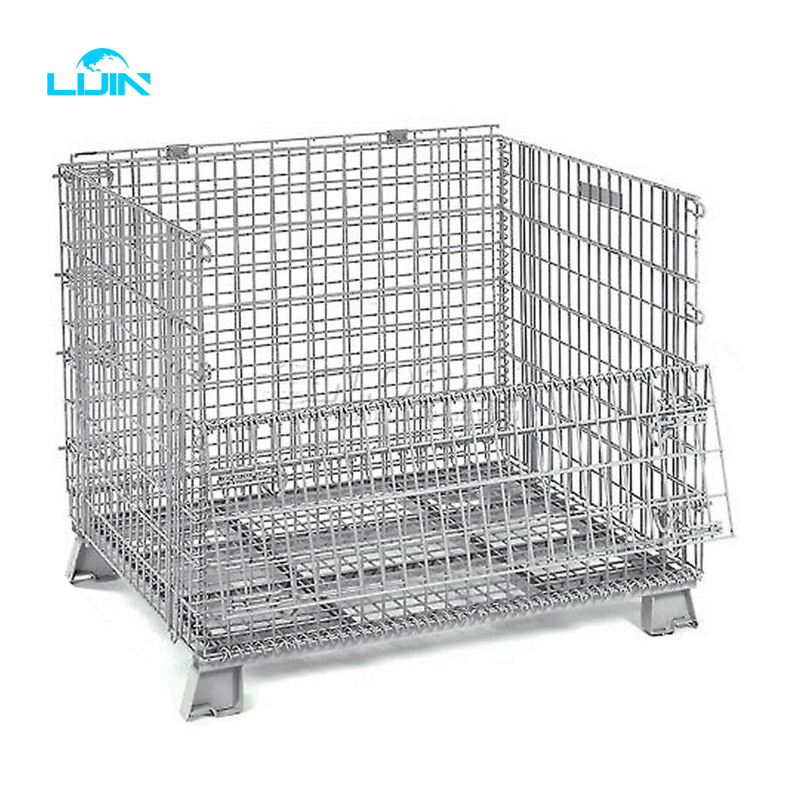 Heavy Duty Steel High Capacity Warehouse Mesh Box Wire Cage Metal Bin Storage Container