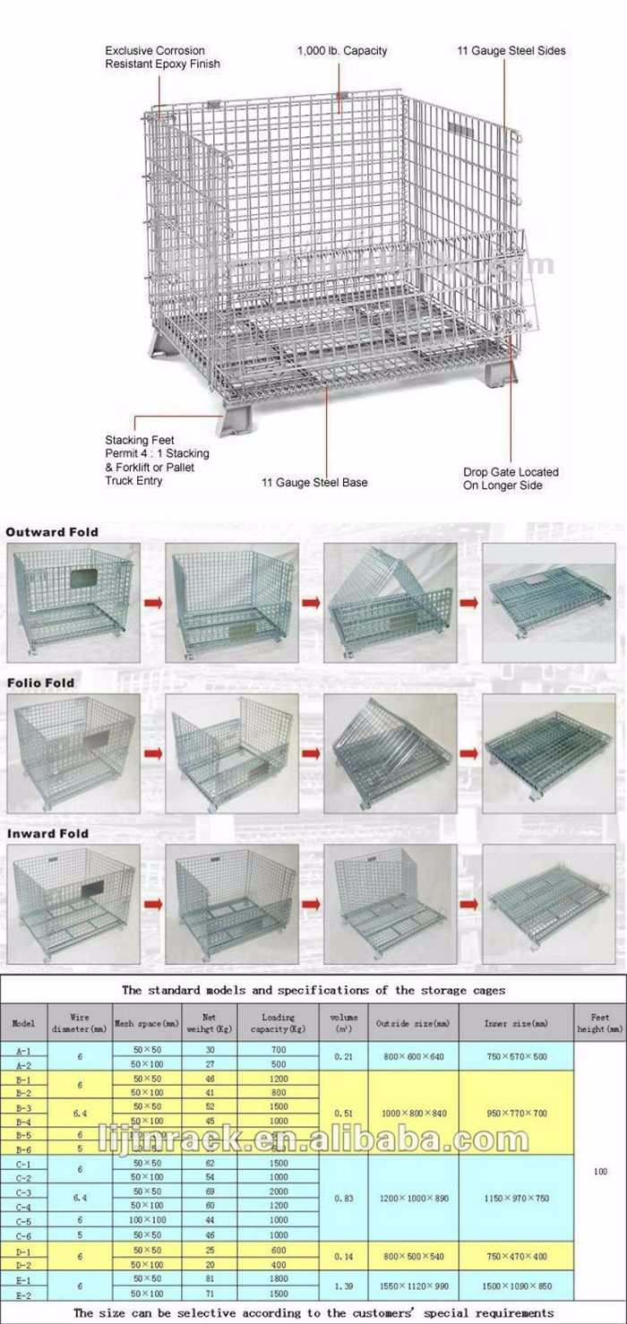 Heavy Duty Galvanized Collapsible Stacking and Folding Cargo Storage Cage