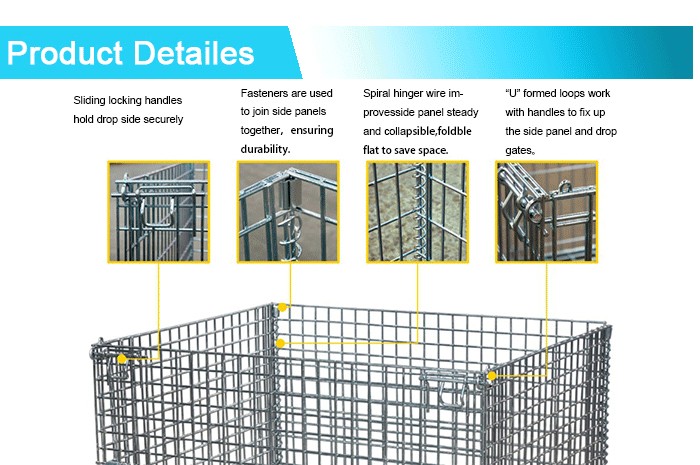Hot Sale Warehouse Galvanized Folding Wire Mesh Storage Cage Containers