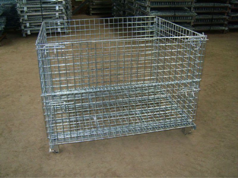 Heavy Duty Steel High Capacity Warehouse Mesh Box Wire Cage Metal Bin Storage Container