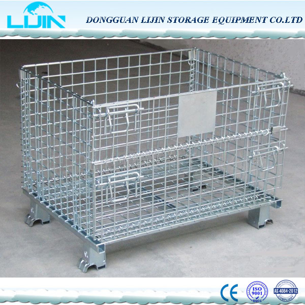 LIJIN Manufacture Factory Hot Sale Warehouse Galvanized Folding Wire Mesh Storage Cage Containers WM-LJ1121