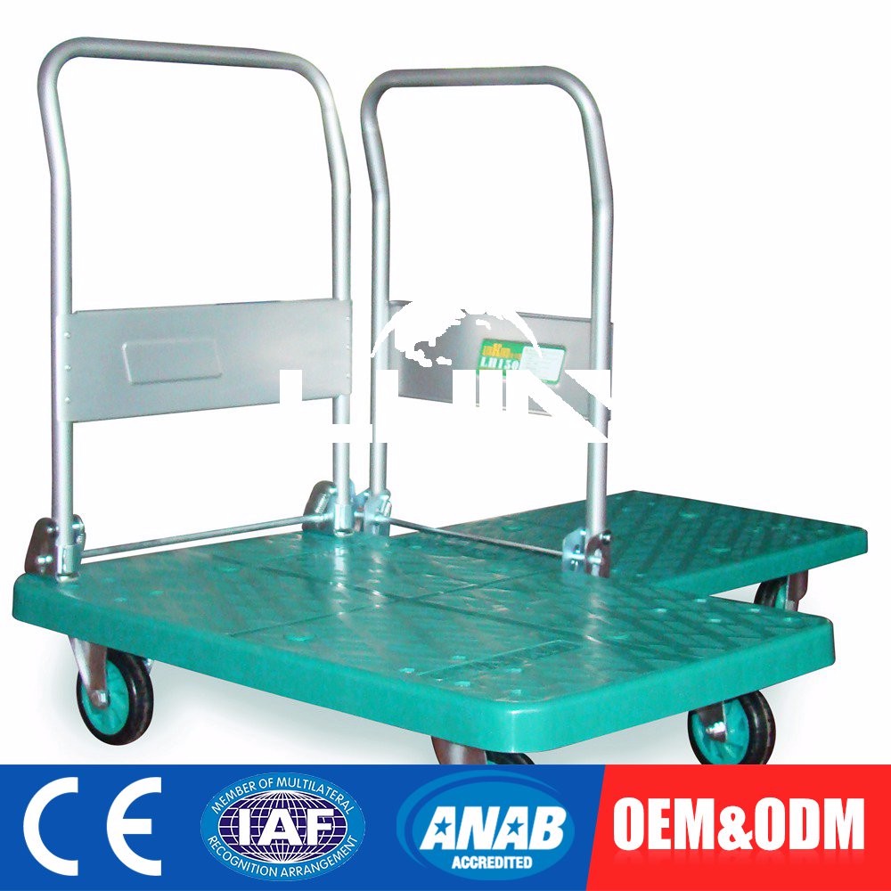 Customize Four Wheels 300kg  Foldable Industrial Platform Trolley