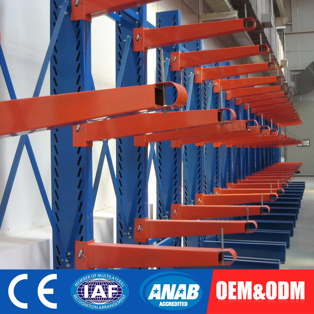 Single or Double Side Warehouse Heavy Duty Storage Rack Steel Pipe Arm Cantilevered Racking
