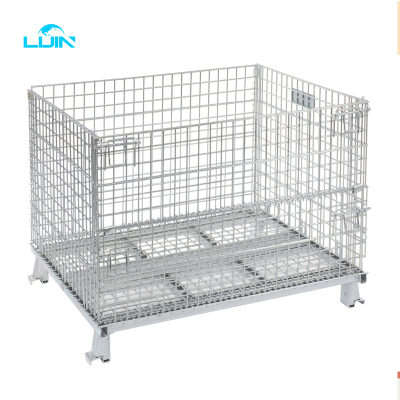 Heavy Duty Steel High Capacity Warehouse Mesh Box Wire Cage Metal Bin Storage Container