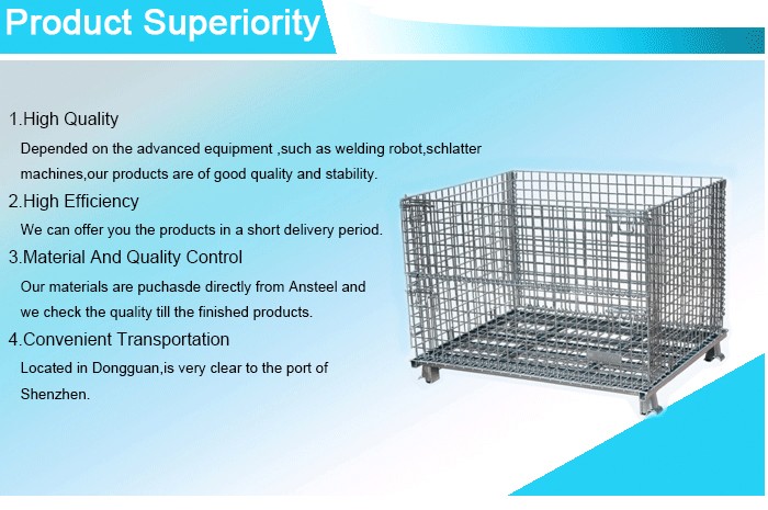 Hot Sale Warehouse Galvanized Folding Wire Mesh Storage Cage Containers