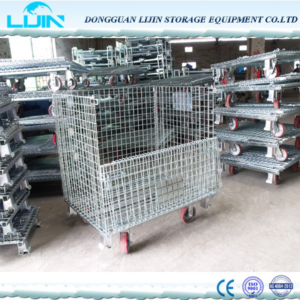 LIJIN Manufacture Factory Hot Sale Warehouse Galvanized Folding Wire Mesh Storage Cage Containers WM-LJ1121