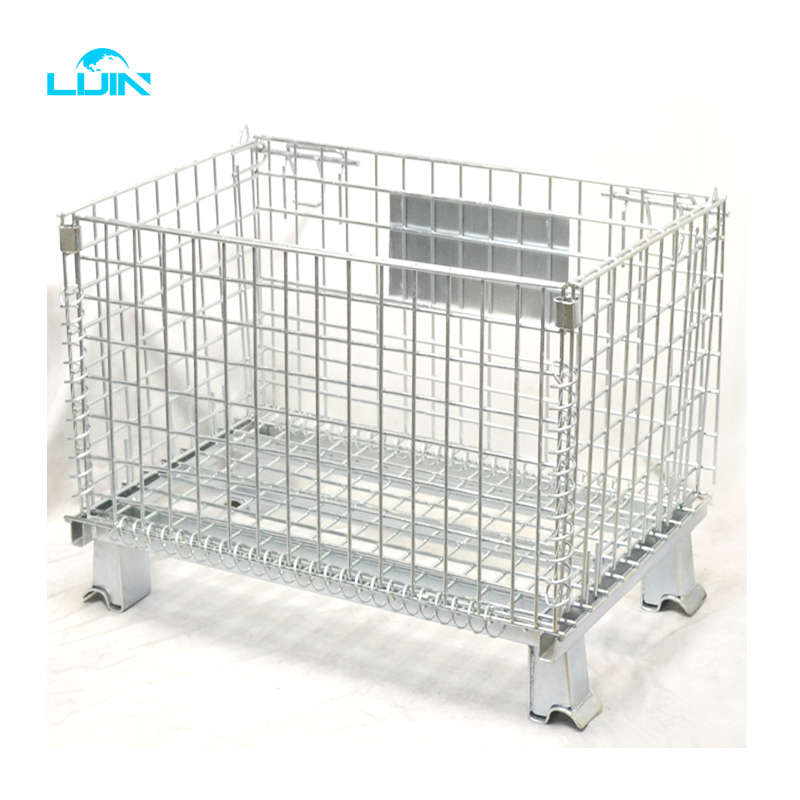 Heavy Duty Steel High Capacity Warehouse Mesh Box Wire Cage Metal Bin Storage Container