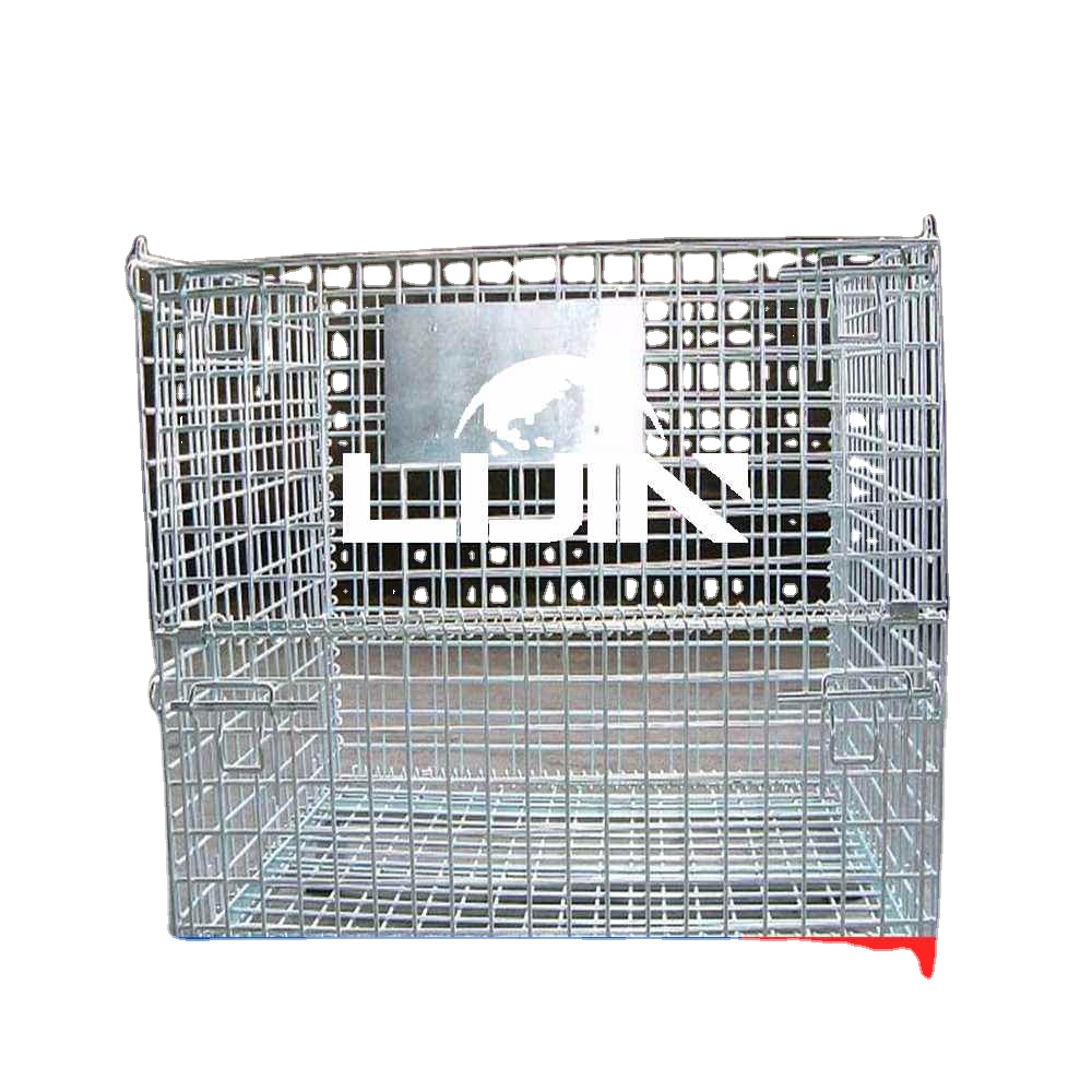 Tailored Collapsible Wire Container Tire Storage Folding Cage With Wheels