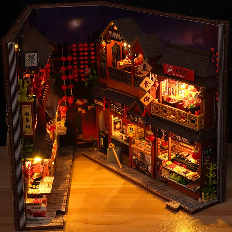 High-Quality Chinese Street Book Nook Kit with LED Lights - Customizable Decor from Top Suppliers and Factory Factories, Product