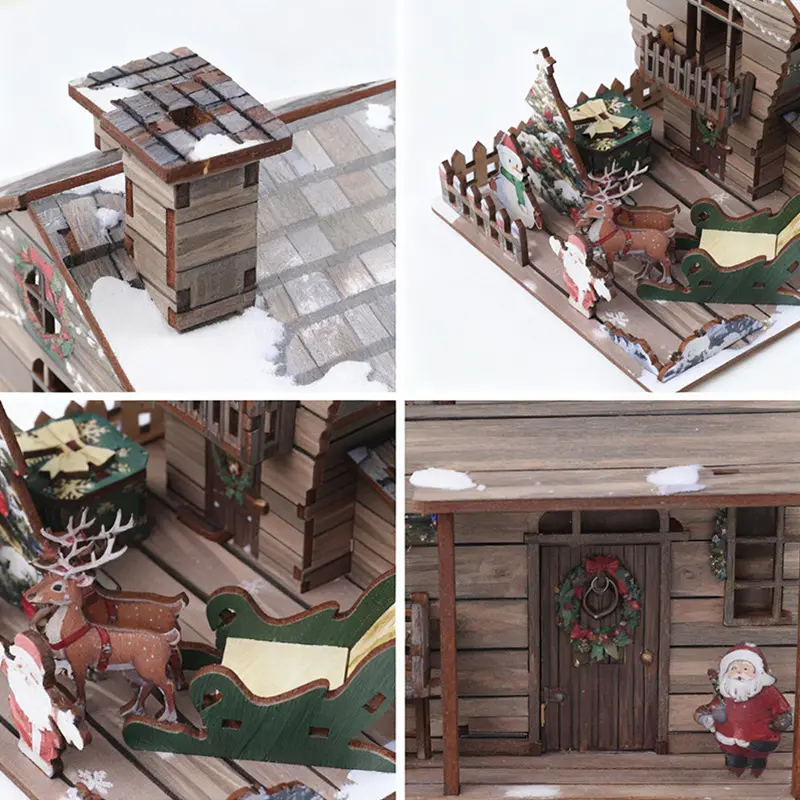 Wholesale 3D Wooden Christmas House Puzzle / Christmas Gift and Home Decor Factory, Product