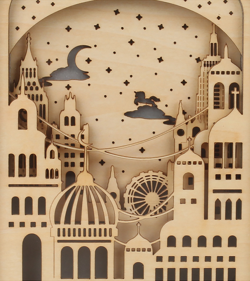 Handcrafted 3D Wooden City Light and Shadow Lamp (7)