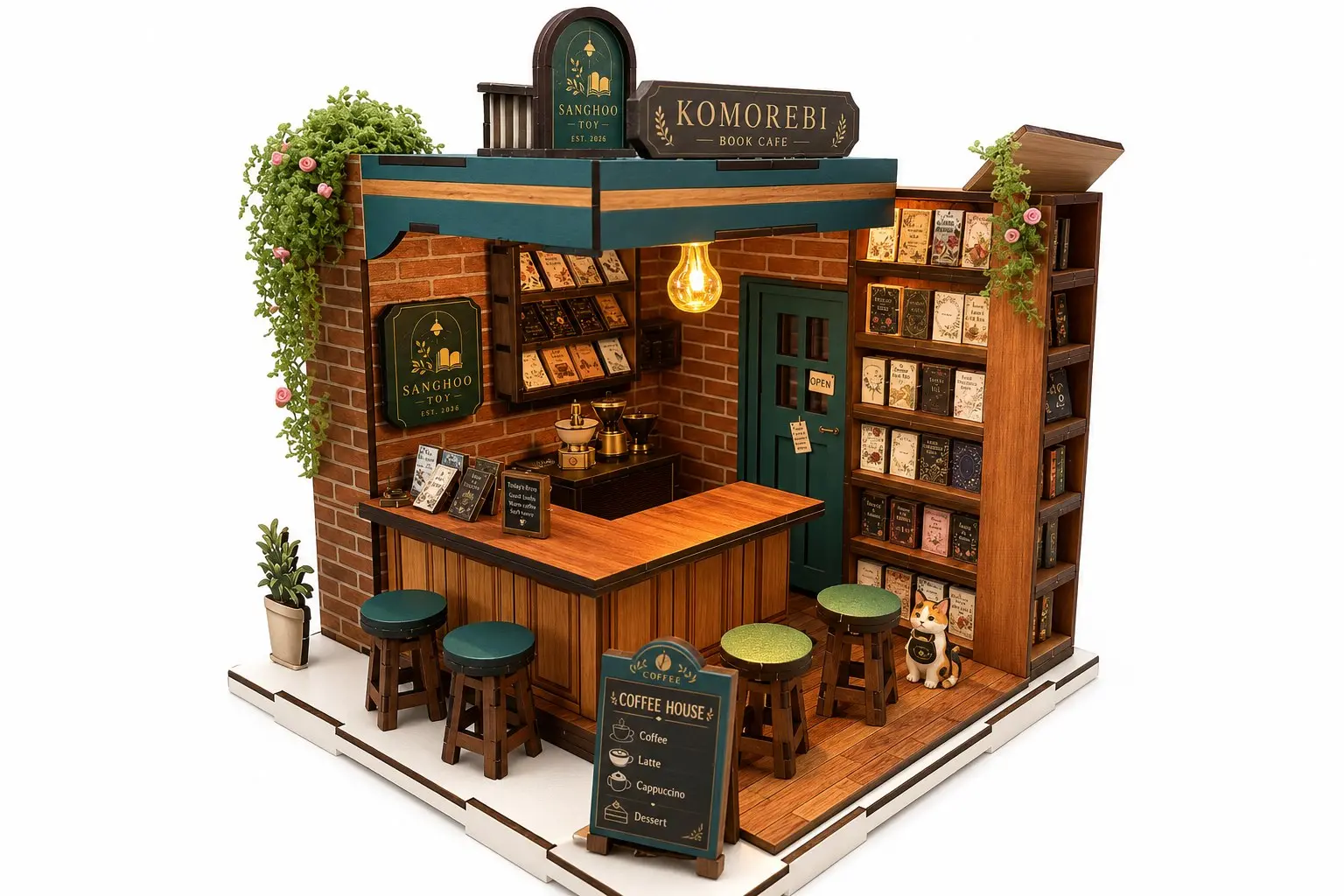 Wholesale Book Cafe Miniature House Kit with LED | MOQ: 200 Pcs | OEM & ODM Manufacturer, Manufacturers