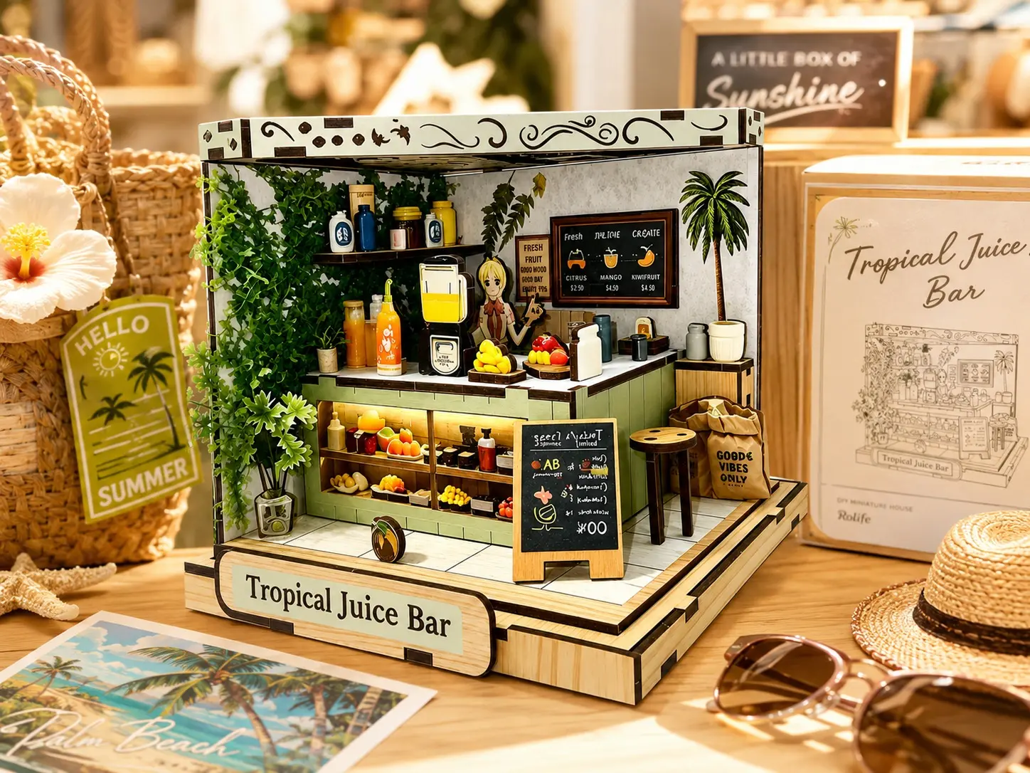 High-Quality Tropical Juice Bar Wooden DIY Miniature Scene Kit | MOQ: 200 Pcs | OEM & ODM Manufacturers, Quotes