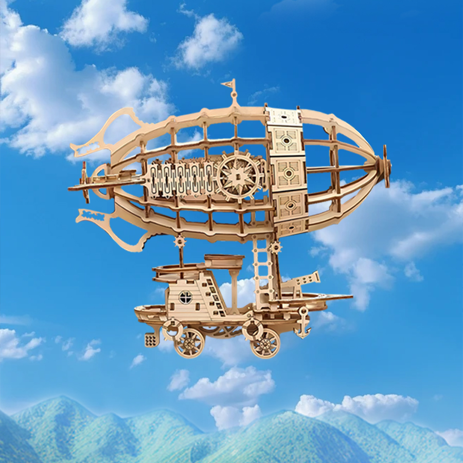 Wooden Steampunk Airship Model Kit