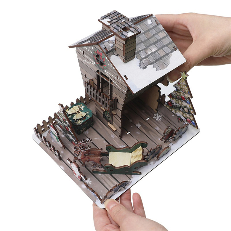 3D Wooden Christmas House Puzzle (1)