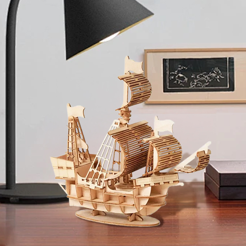 Wooden Sailing Ship Scene