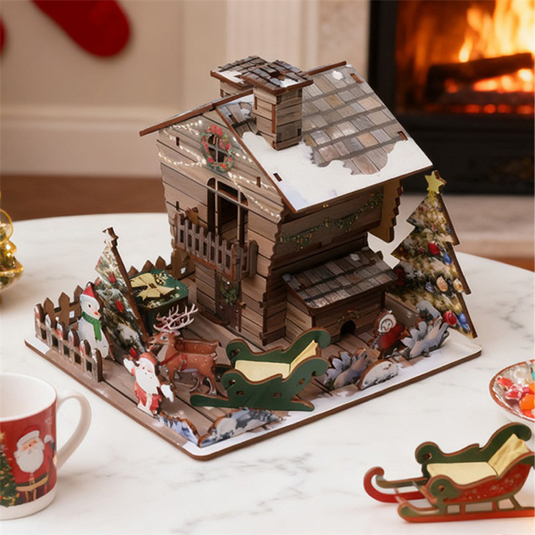 3D Wooden Christmas House Puzzle (4)