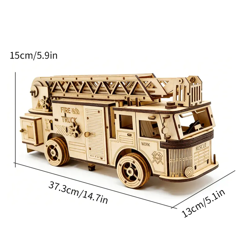Cheap DIY Wooden Fire Truck Model Kit Manufacturer, Pricelist