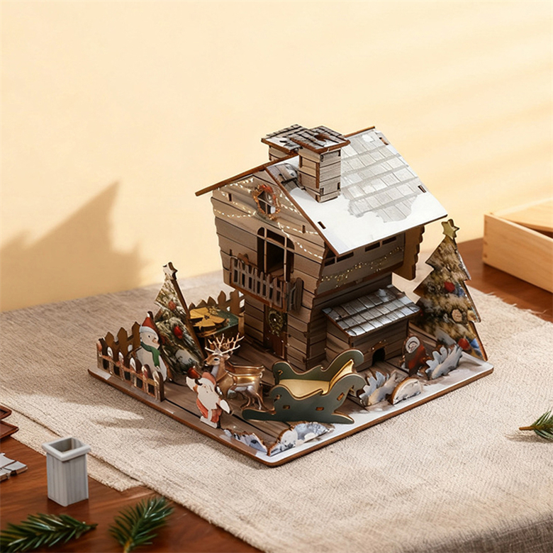 3D Wooden Christmas House Puzzle (5)